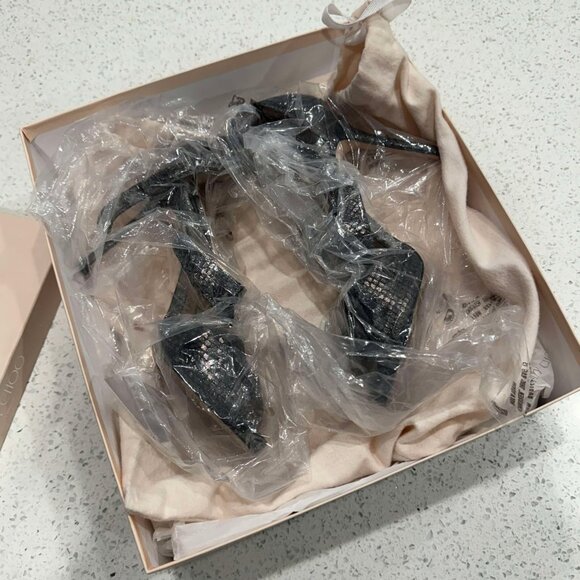 Jimmy Choo Women's Virtue Shimmer Snake Print Heels Size 37 - Picture 4 of 8